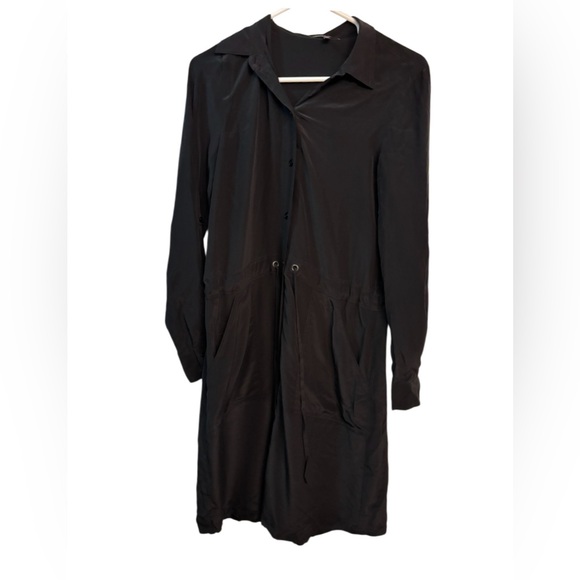 Eileen Fisher 100% Silk Shirt Dress Black Size XS - Picture 2 of 9